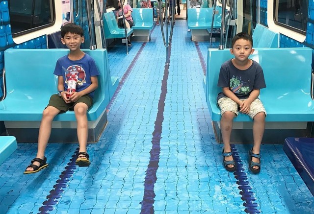 Taipei Subway Cars Have Been Decorated To Simulate Various Sports Venues During The Coming Universiade In Taiwan